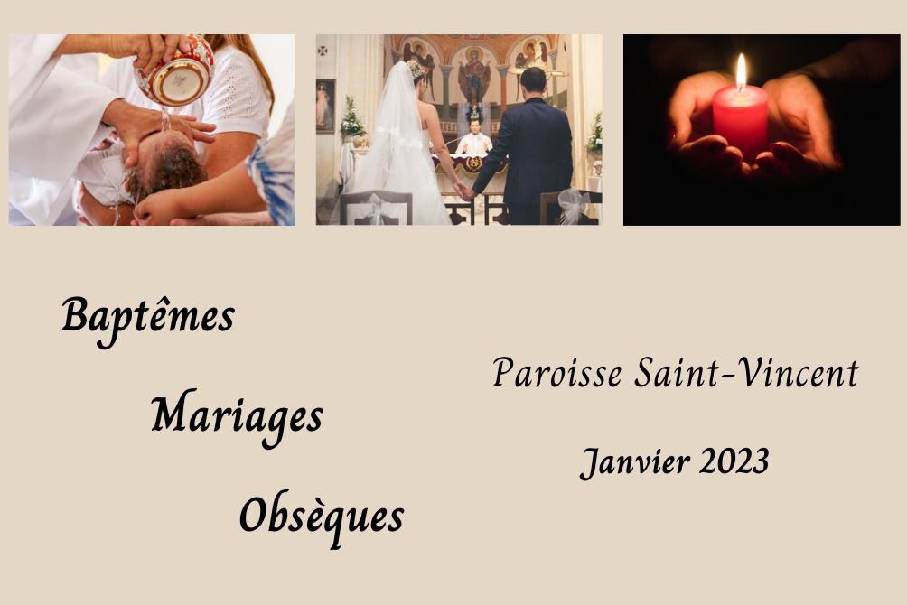 BAPTÊMES / MARIAGES / OBSÈQUES - JANVIER 2023