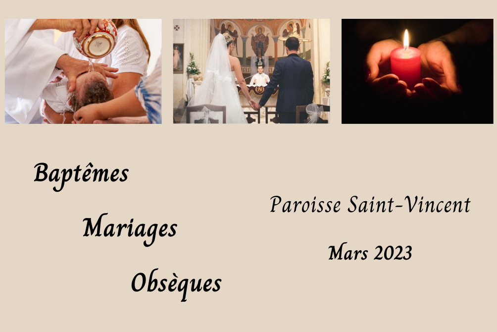 BAPTEMES / MARIAGES / OBSEQUES - MARS 2023