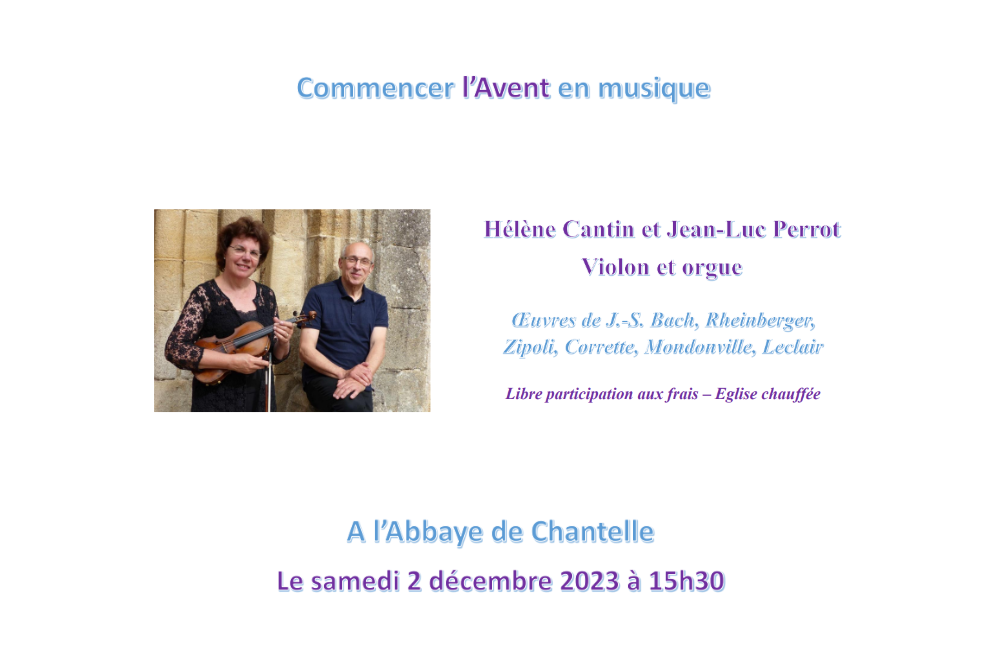 CONCERT A L'ABBAYE DE CHANTELLE - 2 DECEMBRE 2023