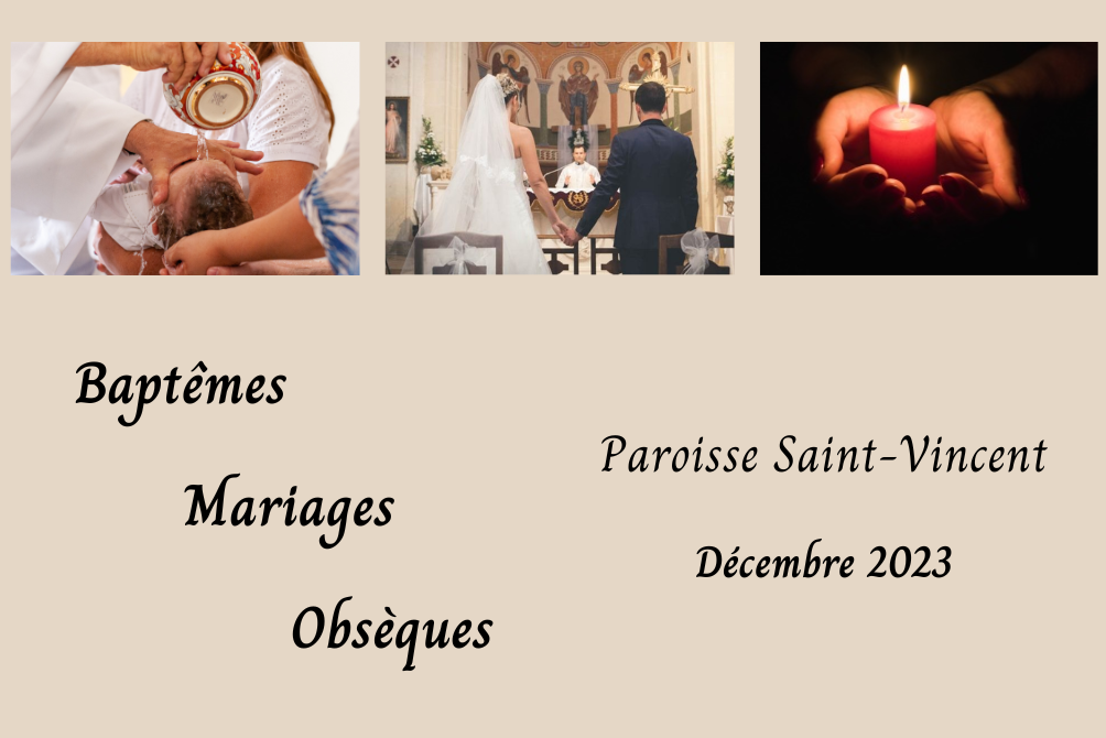 BAPTEMES / MARIAGES / OBSEQUES - DECEMBRE 2023