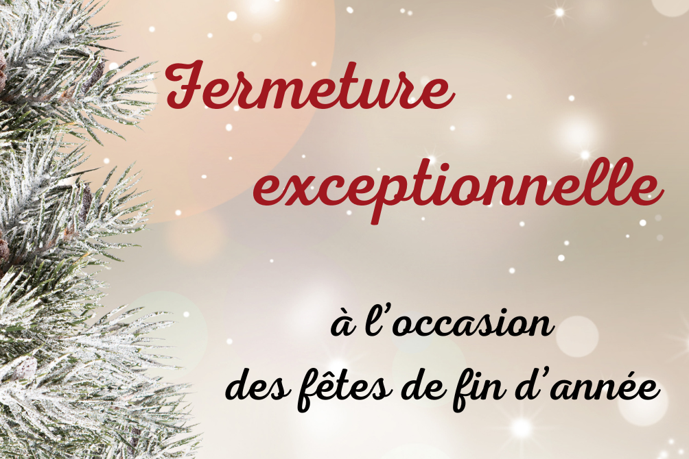 FERMETURE EXCEPTIONNELLE - FÊTES DE FIN D'ANNÉE 2025