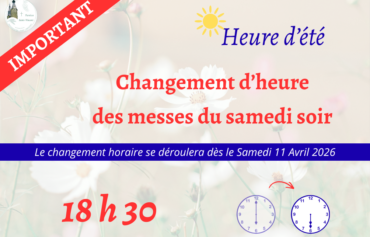 Vignette actualité -Site Internet - Changement heure des messes du samedi soir