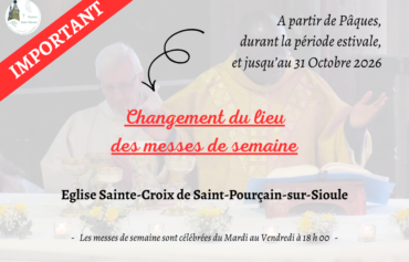 Vignette actualité -Site Internet - Changement lieu des messes de semaine
