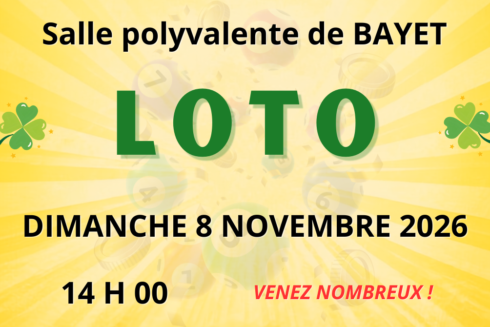 LOTO DE LA PAROISSE - DIMANCHE 8 NOVEMBRE 2026
